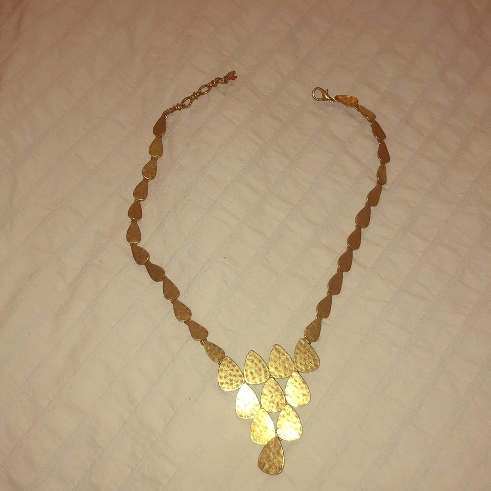Boho hammered gold colored necklace